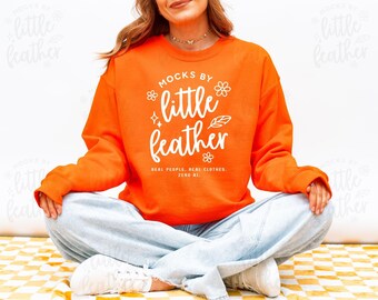 Orange Gildan 18000 Crewneck Sweatshirt Mockup | G180 Sweater Mock-Up with Real Model & POD Product | Cozy Natural Simple G18000 Mock Up