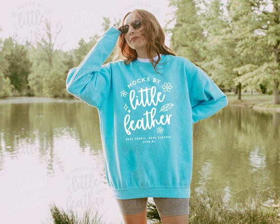 Comfort Colors 1566 Mockup – Lagoon Blue Oversized Sweatshirt