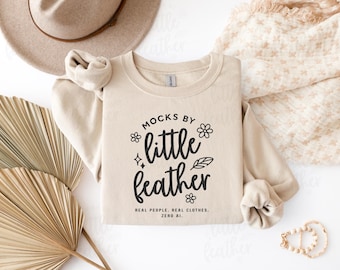 Gildan 18000 Sand Crewneck Sweatshirt Mockup | Simple Boho Aesthetic Folded Flat Lay