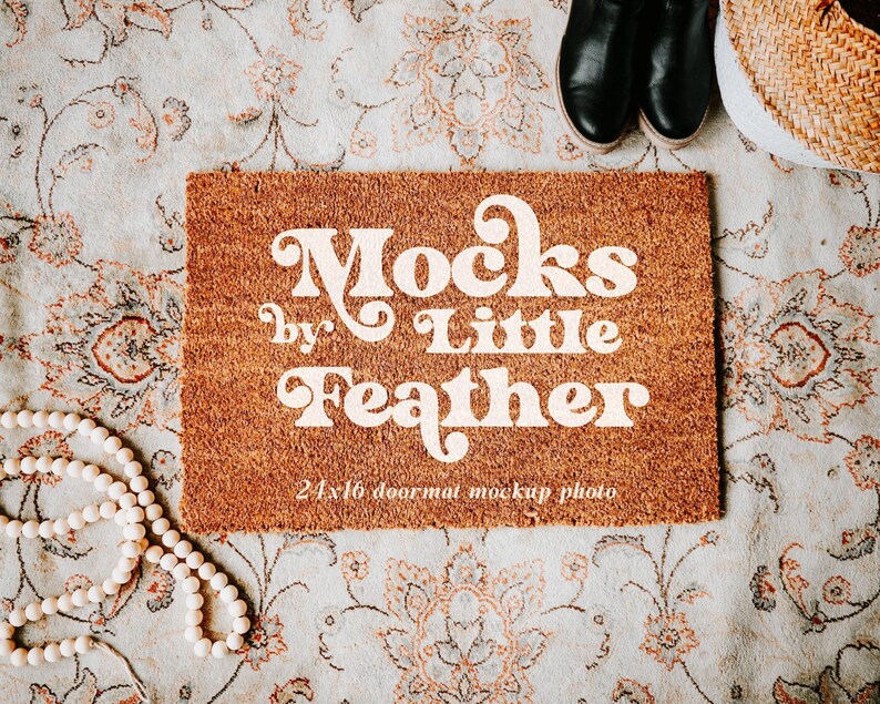 Coir Doormat Mockup, Custom Doormat Mockups, 24x16 Doormat Printify Mockup, Welcome Mat Mockup, Product Mockup image 1