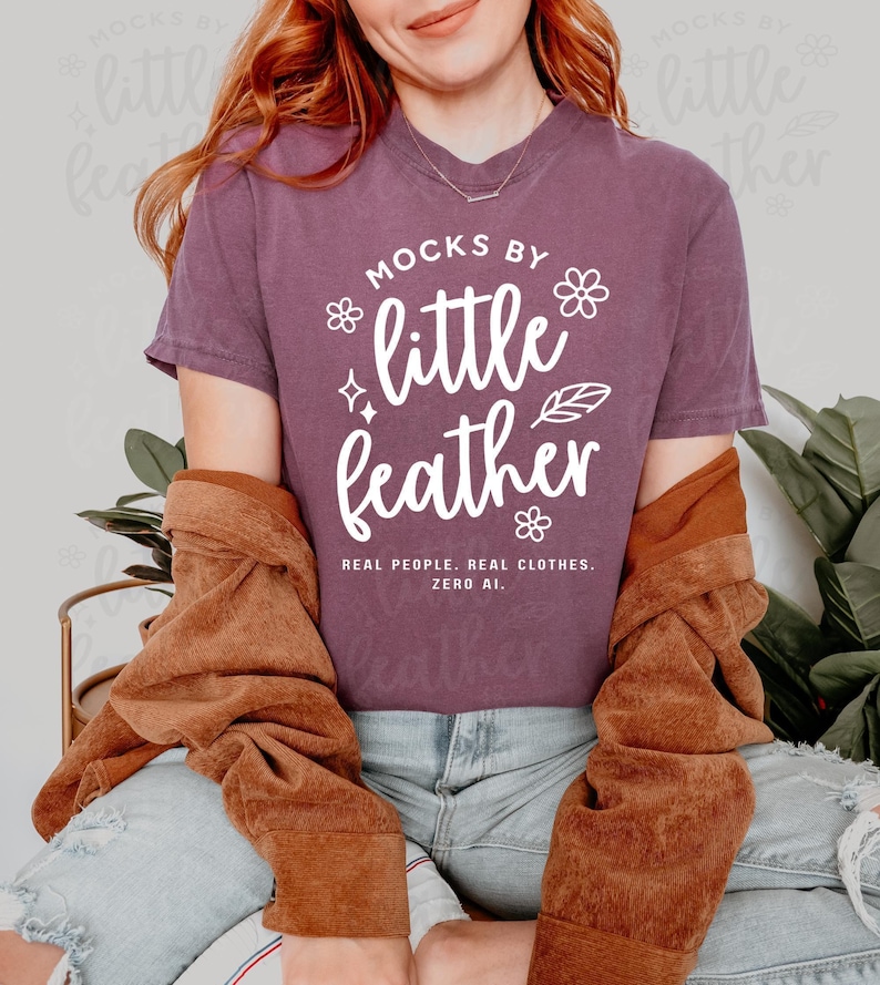 Comfort Colors 1717 t-shirt mockup by mocksbylittlefeather. A Print on Demand Mockup Shop that provides high quality png mockups for POD sellers. Little feather mocks uses only real models, real products, no Ai ever.