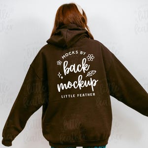 Gildan 18500 Dark Chocolate Hoodie Mockup Back of Hoodie Gildan 18500 Dark Chocolate Sweater Model Mock Dark Chocolate Oversize Hoodie Mock