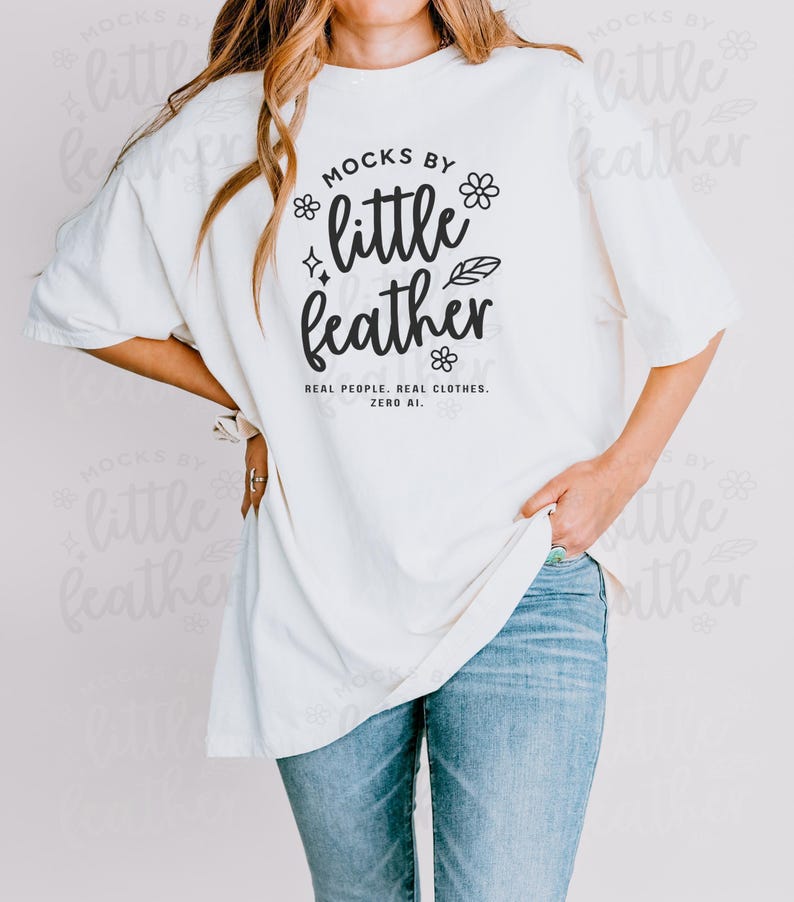 Comfort Colors 1717 t-shirt mockup by mocksbylittlefeather. A Print on Demand Mockup Shop that provides high quality png mockups for POD sellers. Little feather mocks uses only real models, real products, no Ai ever.