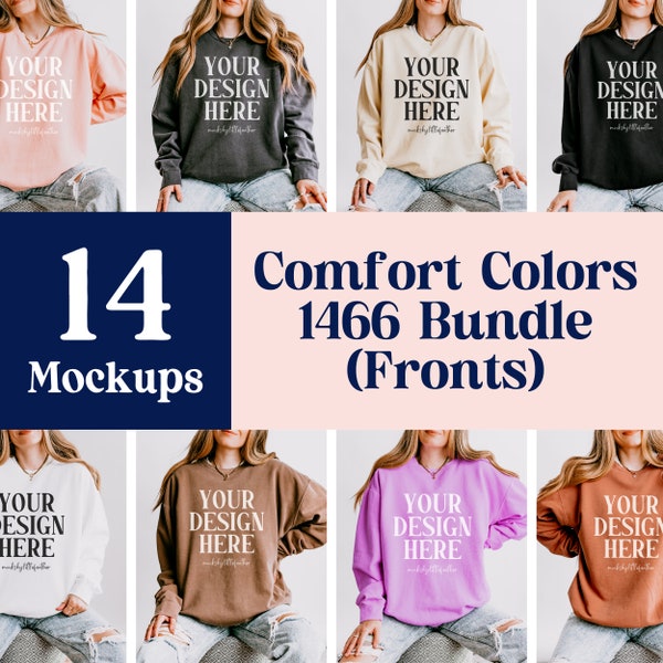 Comfort Colors 1466 Mockup Bundle, 1466 Einfaches Modell Mockups, Comfort Colors Sweatshirt Mockup, Leichtes Crewneck Mockup, 1466 Größentabelle