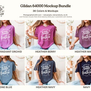 Gildan 64000 T Shirt Mockup Bundle | G64000 T-shirt Mock-Up | G640 Tee Mock Up | Real Human Model | Trendy Warm Cozy Boho Minimal Aesthetic image 5