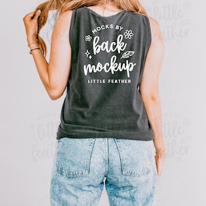 Comfort Colors 9360 Pepper Mockup, Real Model, Trendy Simple Tank Top, Cute C9360 Dark Grey Tank, Minimal Summer Casual Aesthetic POD Shirt