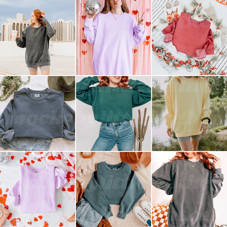 Comfort Colors 1566 Mockup-paket | C1566 Livstidsåtkomst | CC-tröja Mockup | Rundkragetröja Mockup | Trendig, mysig och enkel estetik bild 8