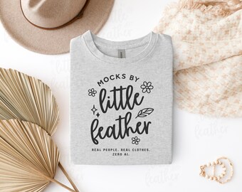 Gildan 5000 Ash Tshirt Mockup | G5000 Shirt Flatlay Mock-Up | Trendy Neutral Boho Folded Flat Lay