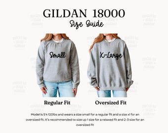 Tabela de Tamanhos de Moletom Gildan 18000 - Modelo Virtual | Estilo de Vida Real (Download Digital)