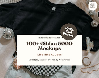 Zestaw makiet Gildan 5000 | Makieta koszulki G5000 | Makieta koszulki | Dostęp dożywotni | Prawdziwy model | Modne, proste studio stylów życia