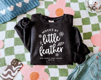 Comfort Colors 1466 Black Mockup, C1466 Mock-Up Black, Comfort Colors Sweatshirt Mock, Lightweight Crewneck Mockup, Cozy Aesthetic