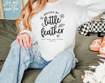 1566 White Comfort Colors Sweatshirt Mockup, Comfort Colors 1566 Mockup White, Cute Retro Mockup, Real Model Mockup