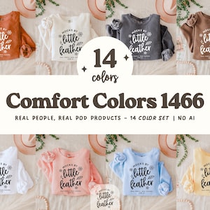 Comfort Colors 1466 Mockup Bundle, Cute Simple Flat Lay Mock-up, Trendy Casual Sweatshirt Mock, Boho Aesthetic Lightweight Crewneck Sweater