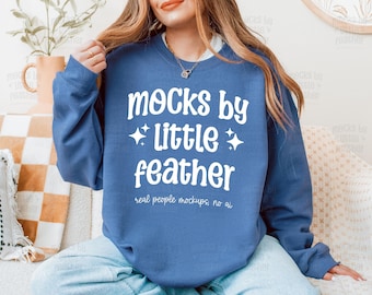 Indigo Gildan 18000 Mockup | Blue G180 Crewneck Sweatshirt Mock-Up | G18000 Sweater Mock Up | Real Human Model | Trendy Cozy Boho Aesthetic