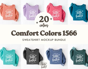 Pacote de Mockups de Moletom Comfort Colors 1566 | Mockup de Moletom com Gola Redonda em Vista Plana