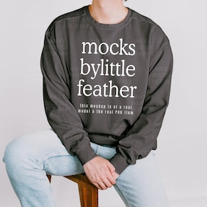 Pepper Comfort Colors 1466 Mockup | C1466 Male Crewneck Sweater Mock Up | CC Sweatshirt Mock-Up of Man | Real Guy Model | Trendy Aesthetic