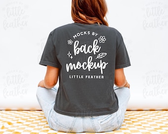 Comfort Colors 3023 Mockup (Color: Pepper) | 3023CL Back of Shirt Mockup | Real Model, No Ai
