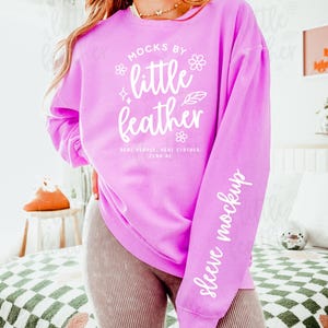 Comfort Colors 1466 Neon Violet Mockup, 1466 Sleeve Mockup, Comfort Colors Sweatshirt Mockup, Lightweight Crewneck, 1466 Size Chart