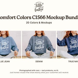 Comfort Colors 1566 Tröja Mockup Bundle | C1566 Rundkragetröja Mockups | Riktiga CC 1566 Livsstilsmodell Mockups | Alla 20 POD-färger bild 3