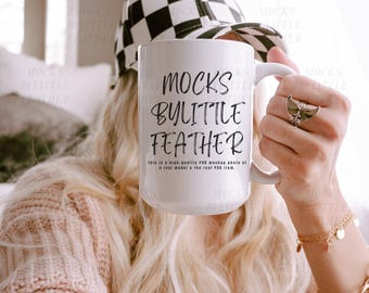 Mug Mockup, 15oz Coffee Mug, Boho Mockup 15oz, Mug Aesthetic Mockup, White Coffee Cup Mockup, Mug POD Mockup, Retro Mockup Mug