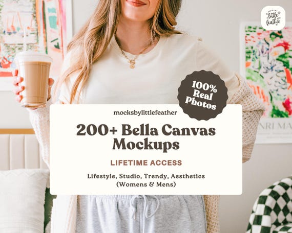 Bella Canvas 3001 Mockup Lifetime Access Bundle | BC3001 T-shirt Mock Ups | Real Model Mock-Up | Trendy Simple Lifestyle Studio Aesthetic