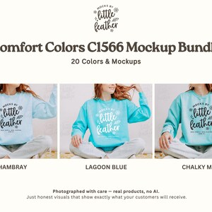 Comfort Colors 1566 Tröja Mockup Bundle | C1566 Rundkragetröja Mockups | Riktiga CC 1566 Livsstilsmodell Mockups | Alla 20 POD-färger bild 7