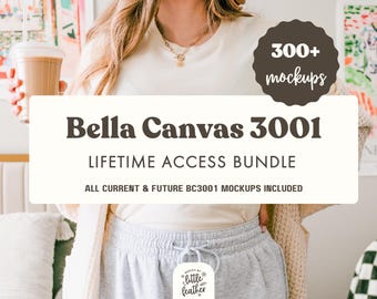 Bella Canvas 3001 Mockup Lifetime Access Bundle | BC3001 T-shirt Mock Ups | Real Model Mock-Up | Trendy Simple Lifestyle Studio Aesthetic