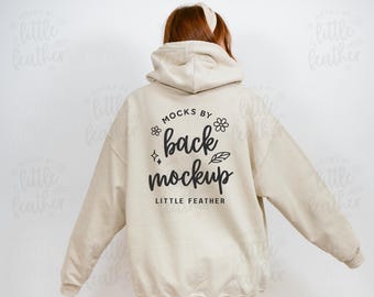 Gildan 18500 Sand Hoodie Mockup Back View (Digital Download)