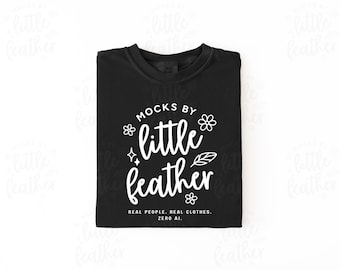 Comfort Colors 1717 Mockup (Color: Black) | Simple C1717 Folded Flat Lay T-Shirt | Real Product, No Ai