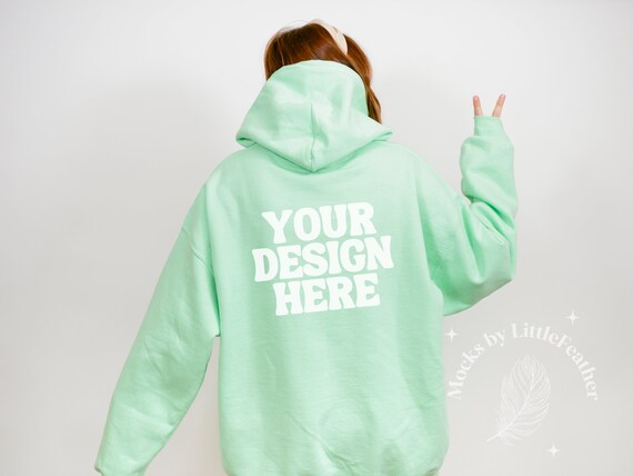 Gildan 18500 Mint Green Hoodie Mockup Back of Hoodie Gildan 18500