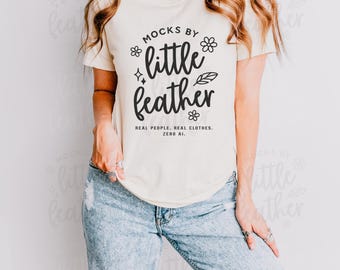 Bella Canvas 3001 Natural Mockup, Trendy Tshirt Mock-up, Cute Simple Real Model, Summer Fall Aesthetic, Fitted BC3001 T-shirt, POD Tee Mock