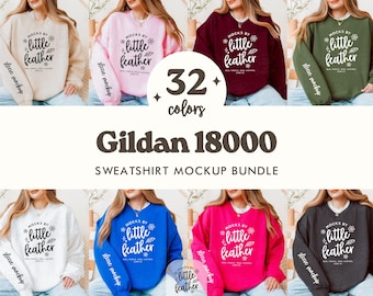Gildan 18000 Sleeve Mockup Bundle | 32 Colors - G180 Sweatshirt Mockups | Real Model, No Ai