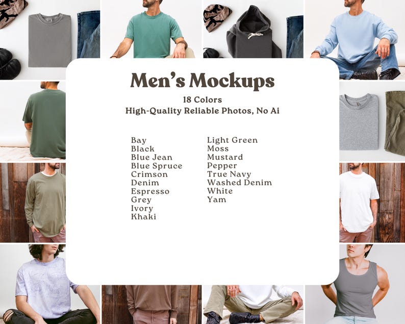 Comfort Colors 1717 Mockup Bundle | C1717 Tshirt Mock-Up | Real Womens, Mens, Flat Lay Mocks, No Ai | Lifetime Access + Size Charts Included image 4