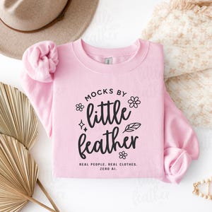 Gildan 18000 Light Pink Crewneck Sweatshirt Mockup | Simple Boho Aesthetic Folded Flat Lay