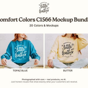 Comfort Colors 1566 Tröja Mockup Bundle | C1566 Rundkragetröja Mockups | Riktiga CC 1566 Livsstilsmodell Mockups | Alla 20 POD-färger bild 8