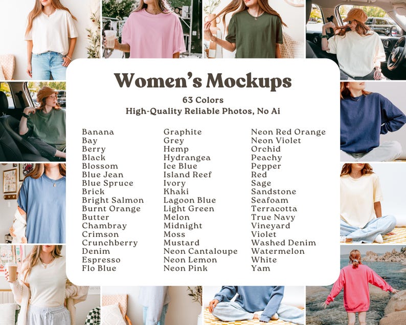 Comfort Colors 1717 Mockup Bundle | C1717 Tshirt Mock-Up | Real Womens, Mens, Flat Lay Mocks, No Ai | Lifetime Access + Size Charts Included image 3
