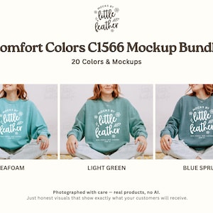 Comfort Colors 1566 Tröja Mockup Bundle | C1566 Rundkragetröja Mockups | Riktiga CC 1566 Livsstilsmodell Mockups | Alla 20 POD-färger bild 5