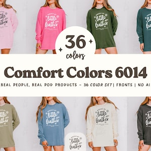 Maqueta de camisa de manga larga Comfort Colors 6014 / Maquetas de modelos reales simples C6014 / Maqueta de camiseta estética de moda / Tabla de tallas 6014