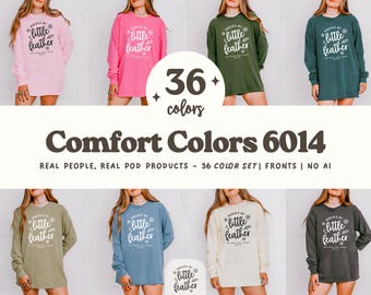 Comfort Colors 6014 Long Sleeve Shirt Mockup Bundle | C6014 Simple Real Model Mock Ups | Trendy Aesthetic T-shirt Mock-Up | 6014 Size Chart