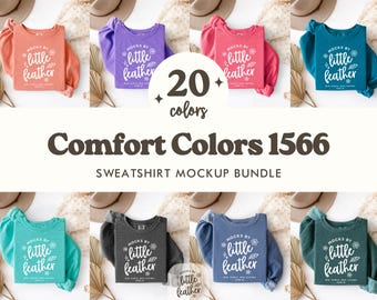 Mockup de moletom Comfort Colors 1566 | Mockup de moletom com gola redonda dobrado e exposto (Download digital)