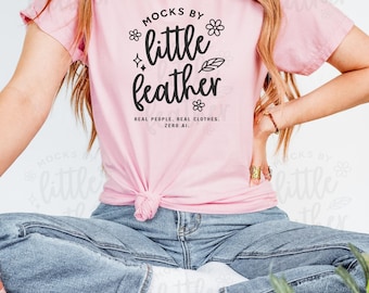 Blossom Comfort Colors Mockup, Trendy T-shirt, C1717 Fitted Shirt Mock, Cute Simple Tshirt, Real Model Mock-up, Free Size Chart and Guide