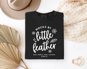 Comfort Colors 1717-mockup (kleur: zwart) | C1717 Gevouwen platliggend T-shirt | Echt product, geen hulp