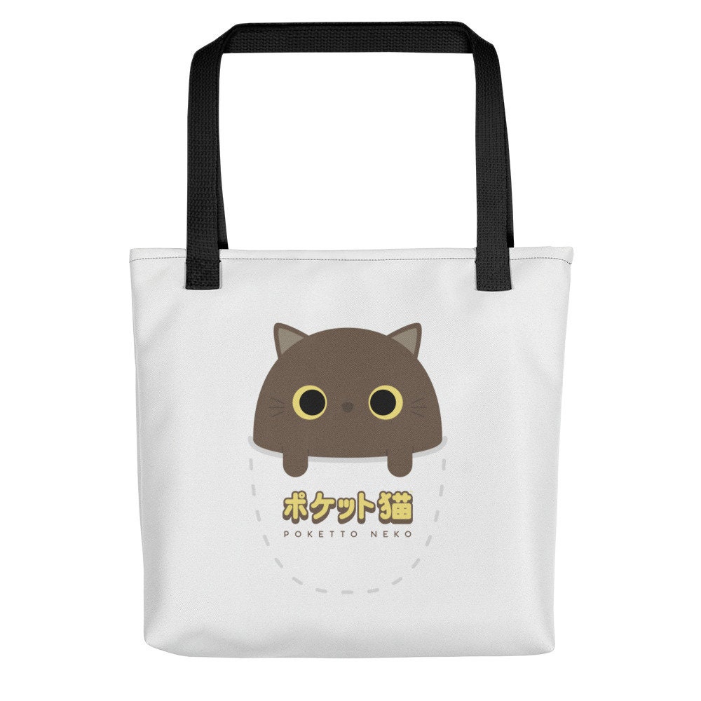 Poketto Neko (pocket Cat) - Miso the Brown Cat Tote Bag