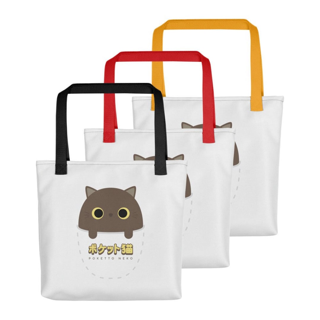 Poketto Neko (pocket Cat) - Miso the Brown Cat Tote Bag