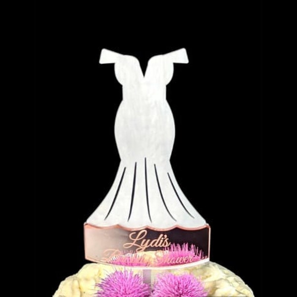 Wedding Dress  Cake Topper For Bridal Shower, Bachelorette Party, Engagement Party. Trumpet style Wedding dress. Bride to be, Future Mrs.