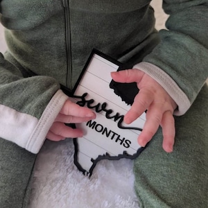 Regardez votre bébé grandir Jalons adorables en forme de Texas Accessoires photo pour nouvelle maman Shiplap noir et blanc nourrisson à 1 an image 9