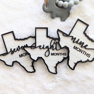 Regardez votre bébé grandir Jalons adorables en forme de Texas Accessoires photo pour nouvelle maman Shiplap noir et blanc nourrisson à 1 an image 5