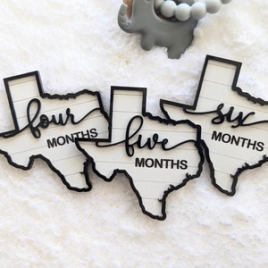 Regardez votre bébé grandir Jalons adorables en forme de Texas Accessoires photo pour nouvelle maman Shiplap noir et blanc nourrisson à 1 an image 4