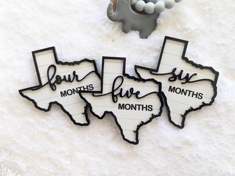 Regardez votre bébé grandir Jalons adorables en forme de Texas Accessoires photo pour nouvelle maman Shiplap noir et blanc nourrisson à 1 an image 4