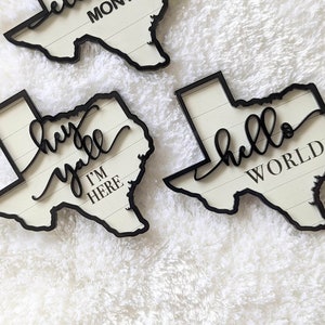 Regardez votre bébé grandir Jalons adorables en forme de Texas Accessoires photo pour nouvelle maman Shiplap noir et blanc nourrisson à 1 an image 8